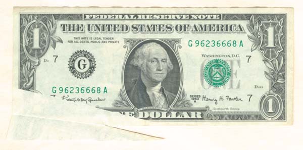 Paper Money Error - $1 Printed Fold